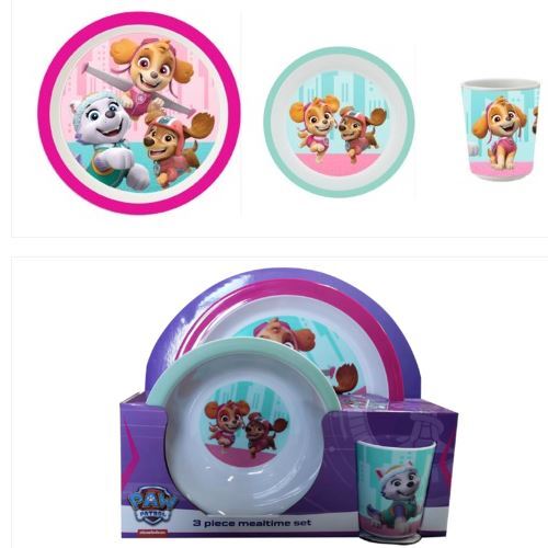 Paw Patrol spisesæt i tre dele - lyserød