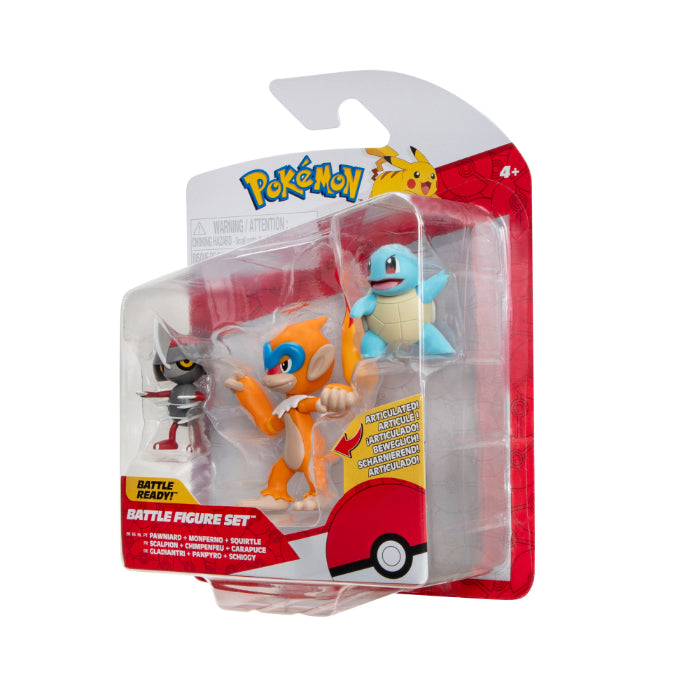 Pokémon Battle Figure 3-PAK PAWNIARD, SQUIRTLE, MONFERNO