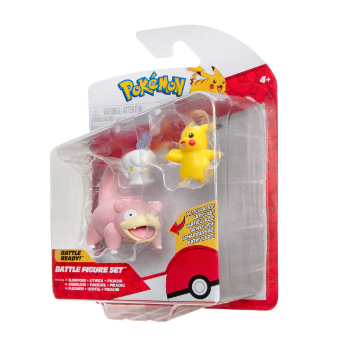 Pokémon Battle Figure 3-PAK PIKACHU, LITWICK, SLOWPOKE
