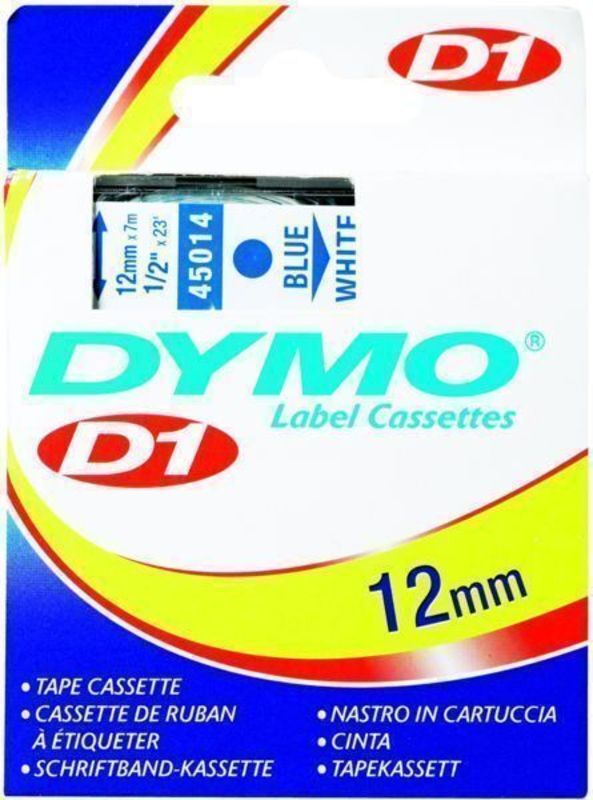 Dymo d1 tape 12mm 7m blå/hvid