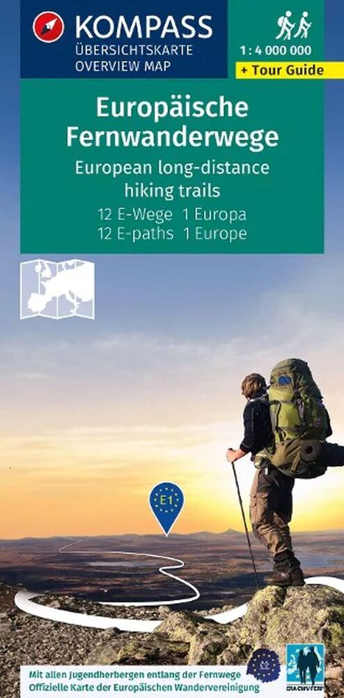 Europäische Fernwanderwege  - European Long-distance hiking trails, Kompass Overview Maps + Tour Guide