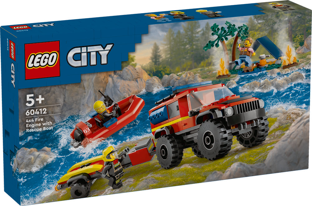 60412 LEGO City Fire Firhjulstrukket brandbil med redningsbåd