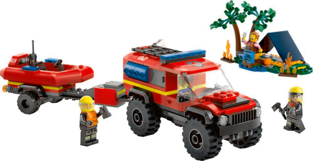 60412 LEGO City Fire Firhjulstrukket brandbil med redningsbåd