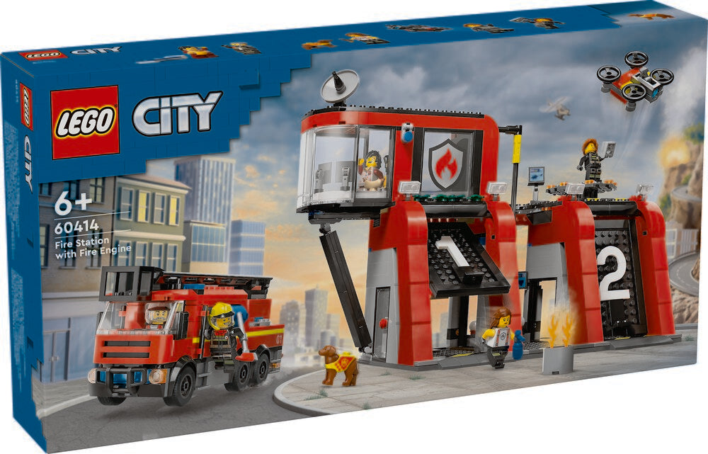 D2 60414 LEGO City Fire Brandstation med brandbil
