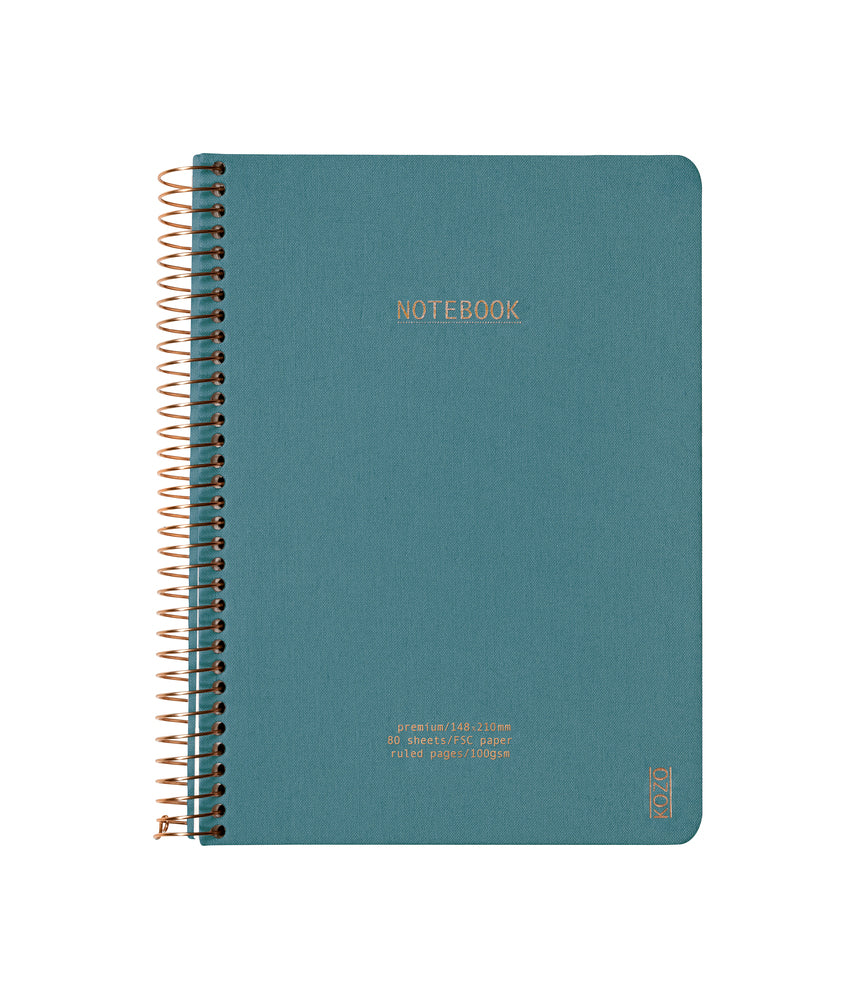 Notesbog KOZO A5 Steel Blue Linjeret