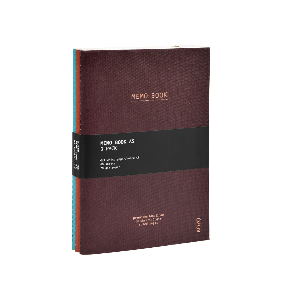 Kladdehæfte KOZO A5 3 Stk Linjeret