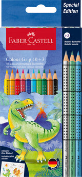 Farveblyanter Faber Castell grip Dinosaur 10 + 3 metallic