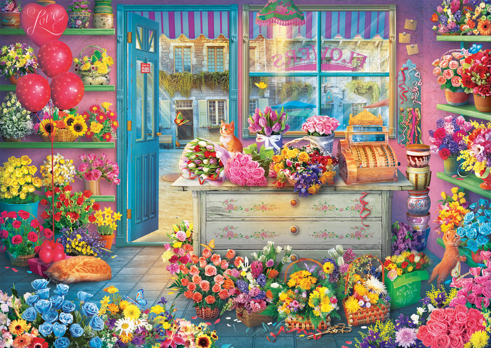 Puslespil Colourful flower shop 1000 brikker