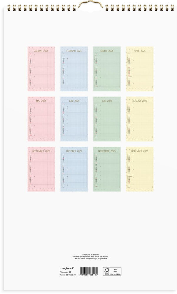 Mayland Vægkalender 2025 color 6 personer