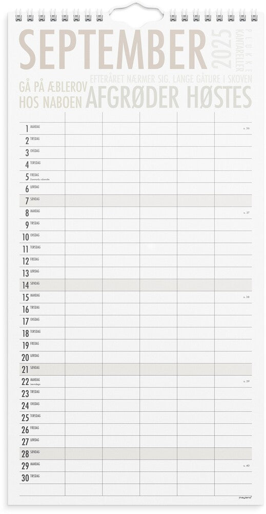 Mayland Familiekalender 2025 trendart 6 personer