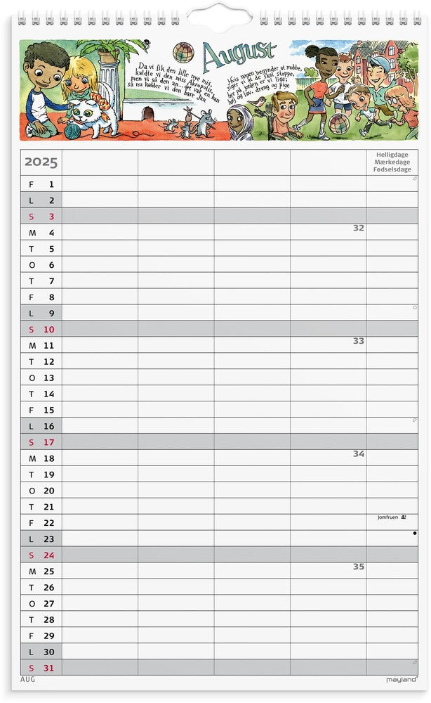 Mayland Familiekalender 2025 otto dickmeiss A3 4 personer