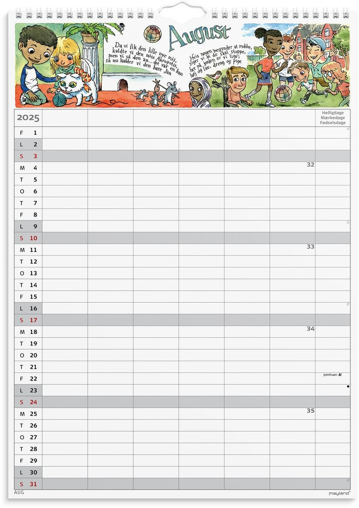 Mayland Familiekalender 2025 otto dickmeiss A3 6 kol