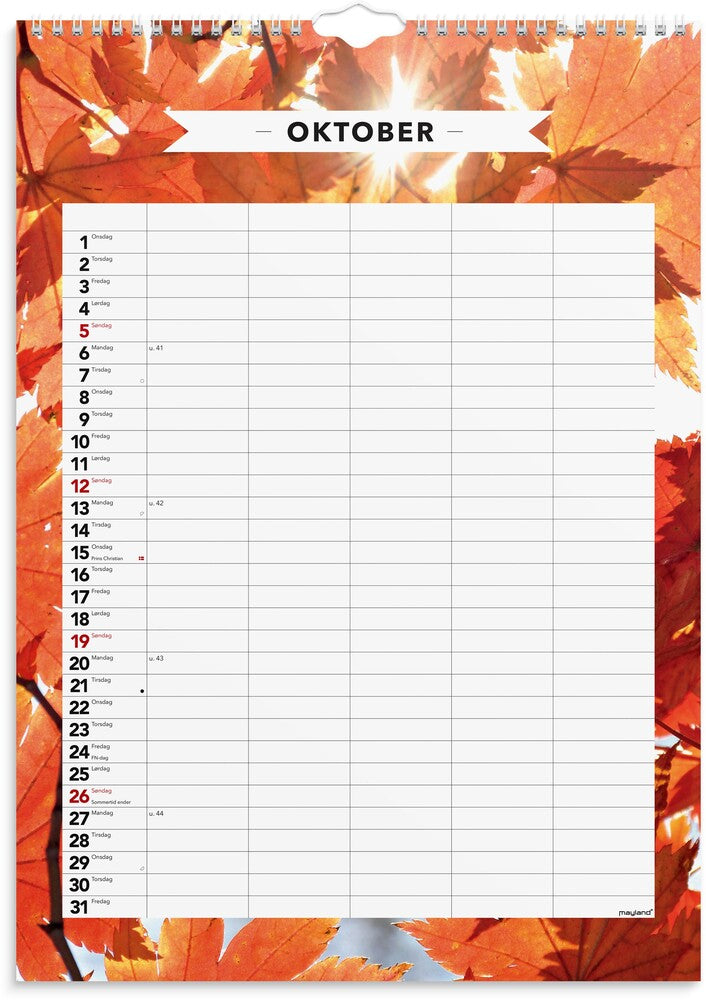 Mayland Familiekalender 2025 moderne A3 5 personer