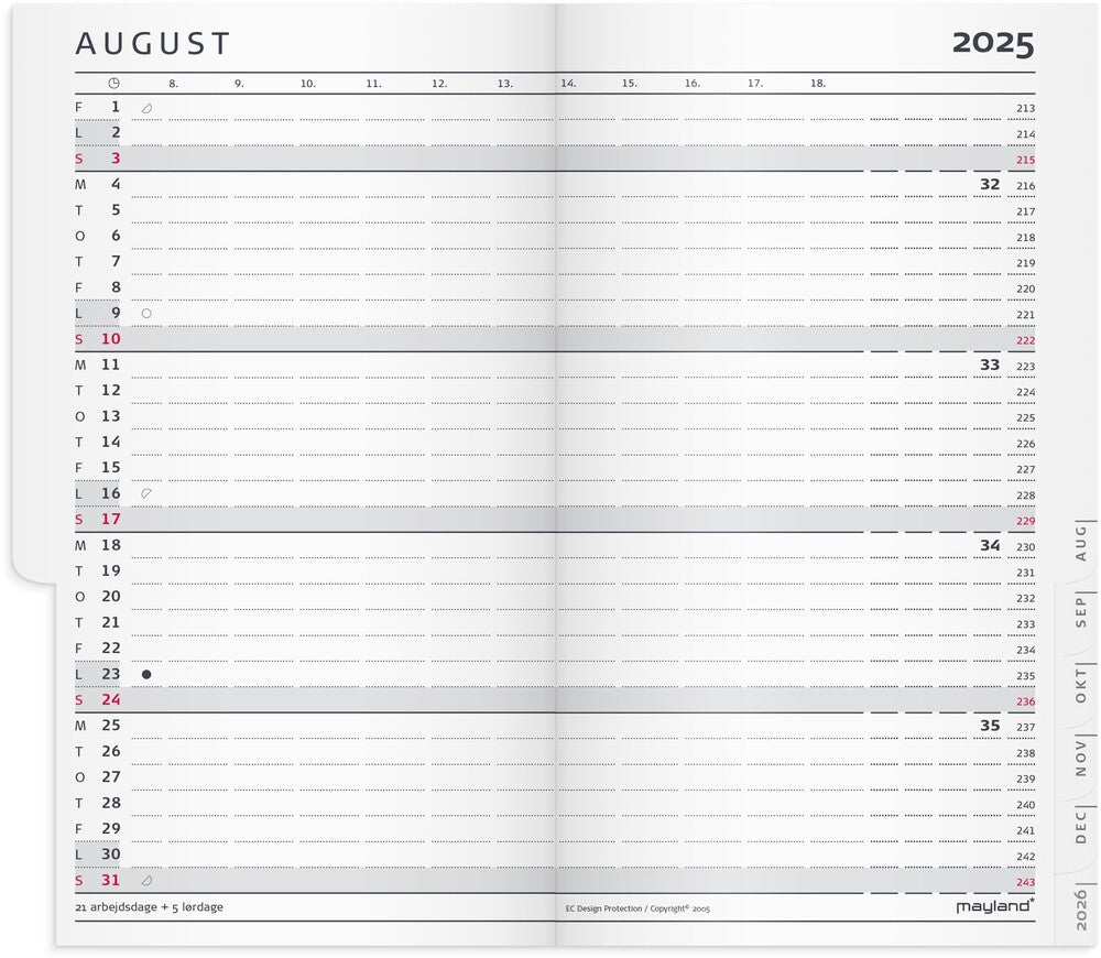 Mayland Index planner mini 2025 pp mørk grå