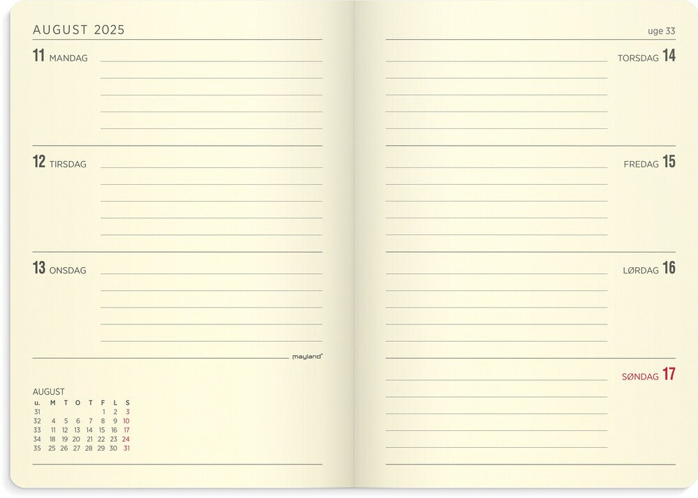 Mayland Ugekalender 2025 forma A6 kunstskind