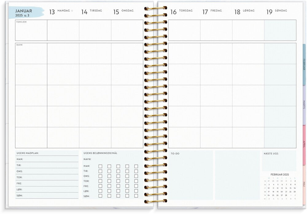 Mayland Life organizer 2025 family panner uge