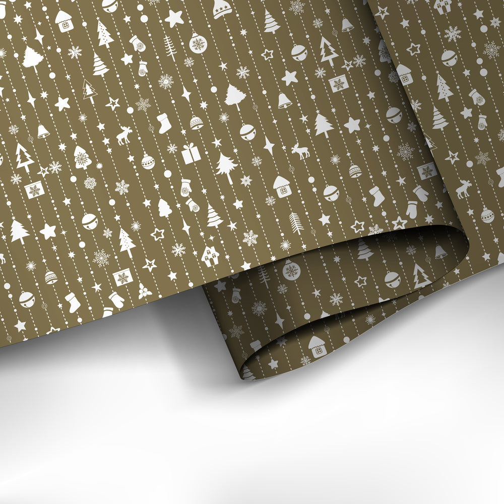 Flot gavepapir i metallic print 3 m x 70 cm