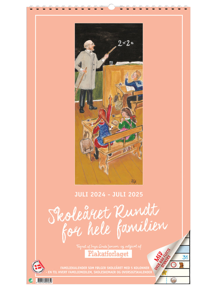 Familiekalender for hele familien m/5 kolonner Skoleåret Rundt 24/25