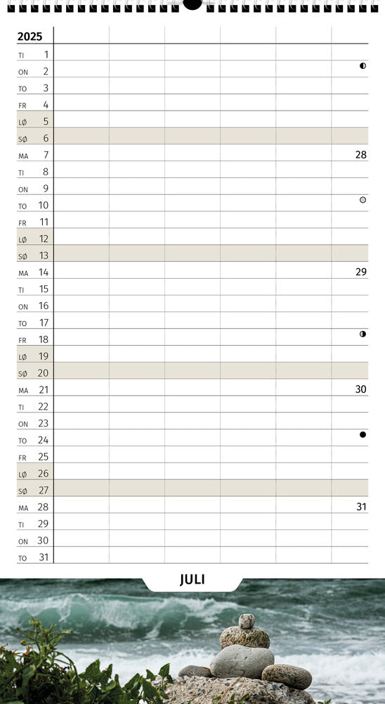 Familiekalender med foto m/5 kolonner Skoleåret Rundt 24/25