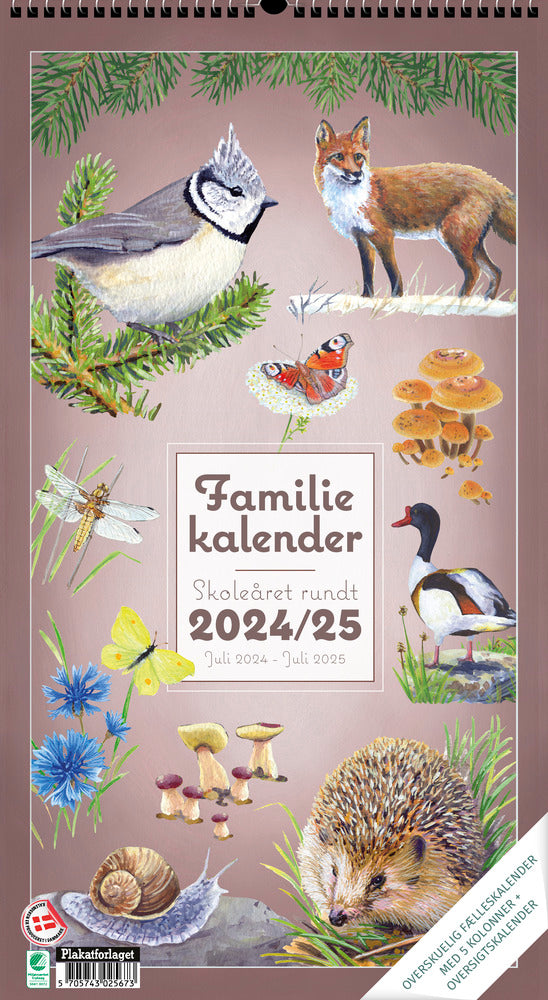 Familiekalender I Naturen m/5 kolonner Skoleåret Rundt 24/25