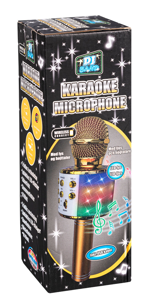 KARAOKEMIKROFON MED LYS, GULD