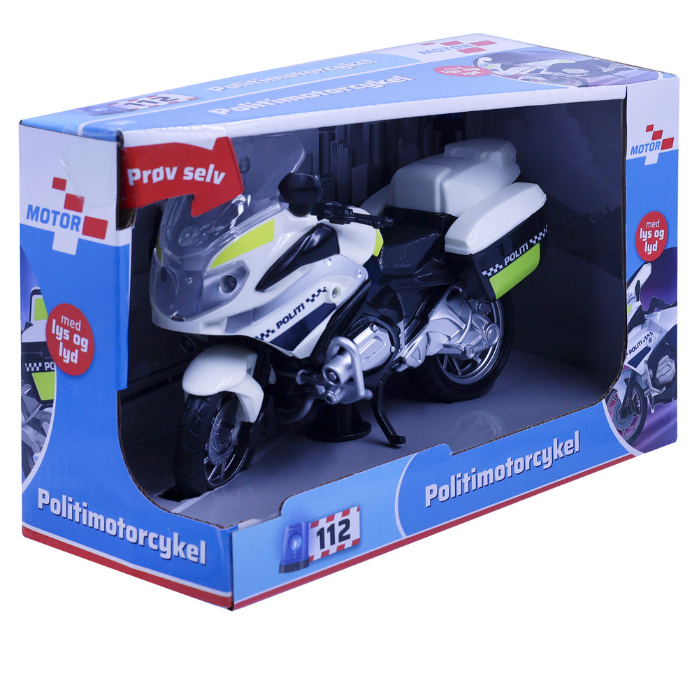 D2 Politimotorcykel med lys og lyd 18 cm