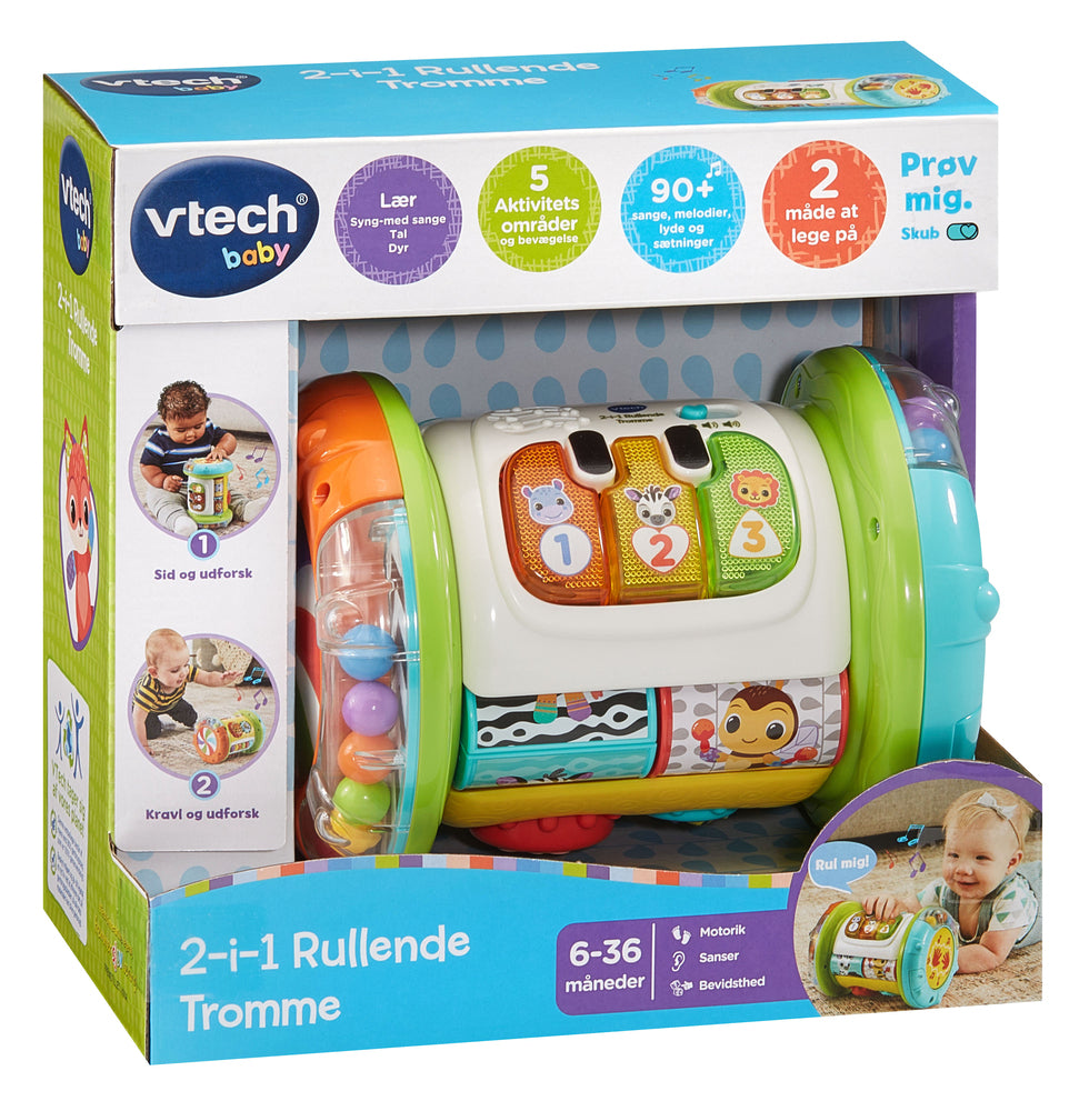 Vtech 2i1 Rullende Tromme – aktivitetslegetøj til børn fra 3-36 mdr.