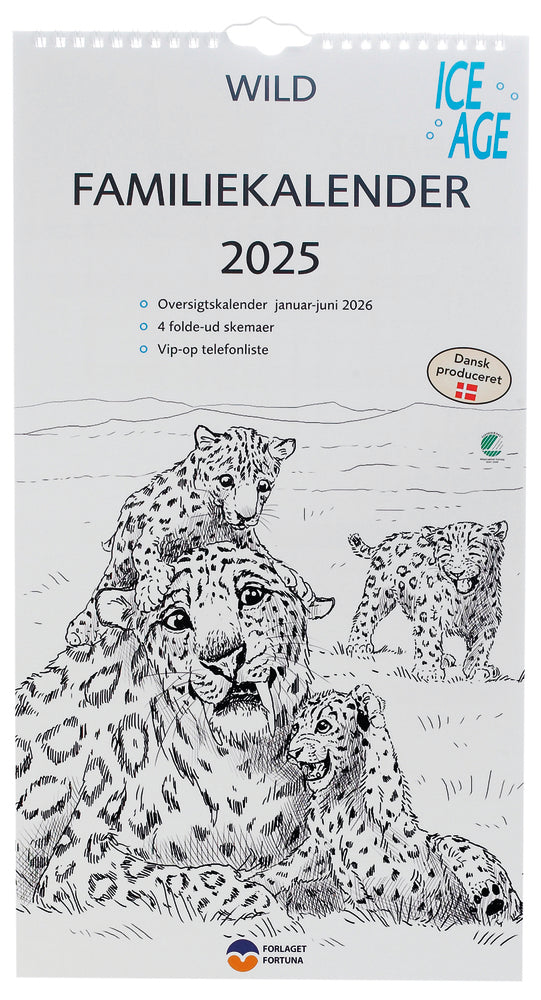 Familiekalender 2025 wild sort/hvid 5 pers.