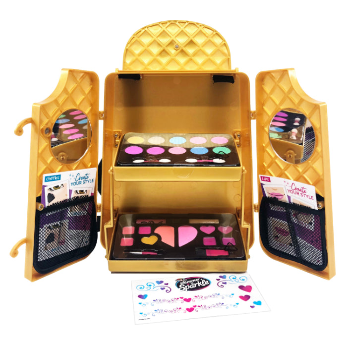 SHIMMER N SPARKLE COSMETIC BACKPACK GOLD