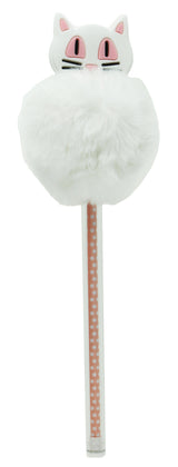Kuglepen med kattemotiv og pom pom asst