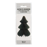 Flot dekoration papir juletræ m/glimmer og magnetluk 18 cm