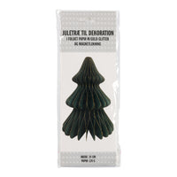 Flot dekoration papir juletræ m/glimmer og magnetluk 24 cm