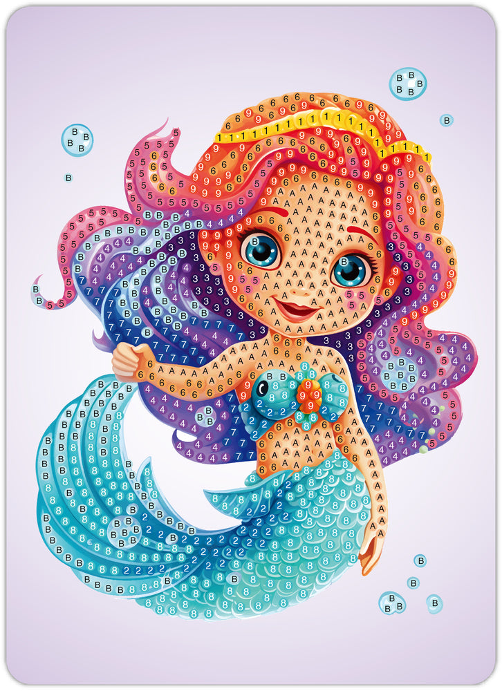 Diamond art havfrue 13 x 18 cm