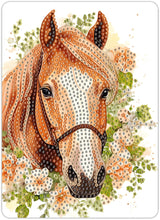 Diamond art hest BRUN m/blomster 13 x 18 cm