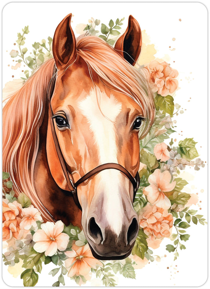 Diamond art hest BRUN m/blomster 13 x 18 cm