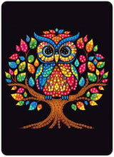Diamond art ugle i træ 13 x 18 cm