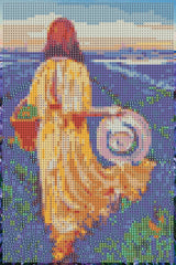 Diamond art Kvinde i lavendelmark 20 x 30 cm