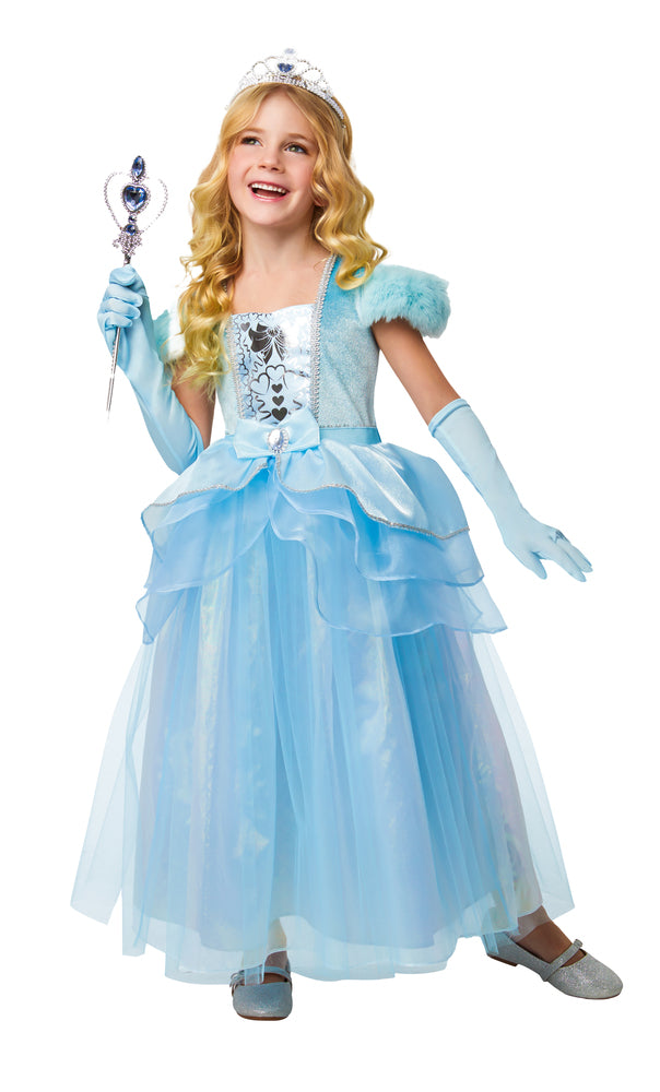 Deluxe Lyseblå Prinsesse Kjole med tilbehør str. 5-6 år
