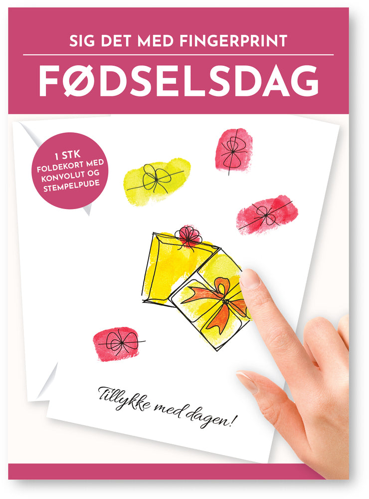 Fingerprint kort fødselsdag gaver m/konvolut og stempelpude