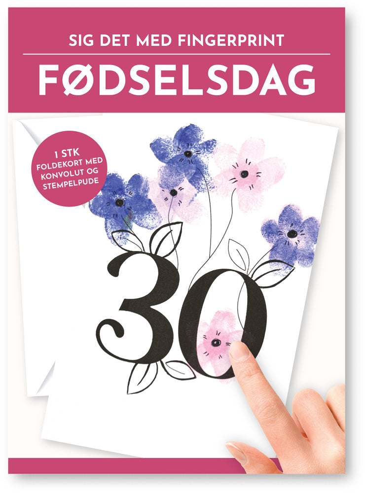 Fingerprint kort 30 år m/konvolut og stempelpude
