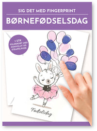Fingerprint kort børnefødselsdag kanin m/konvolut og stempelpude