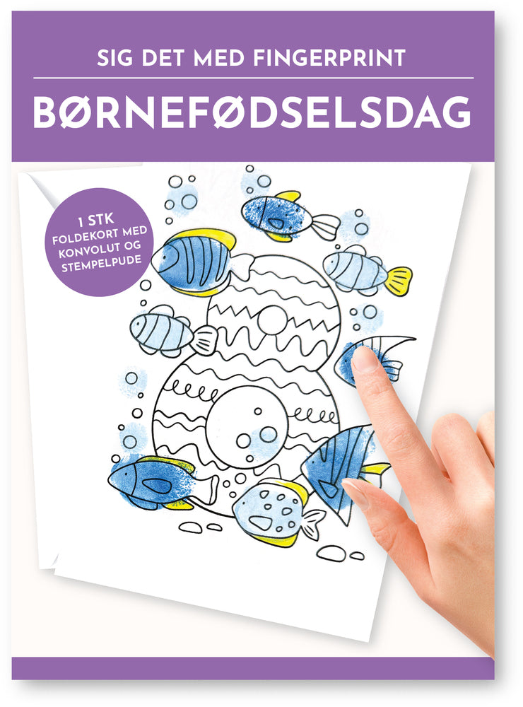 Fingerprint kort 8 år m/konvolut og stempelpude