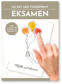 Fingerprint kort eksamen balloner m/konvolut og stempelpude