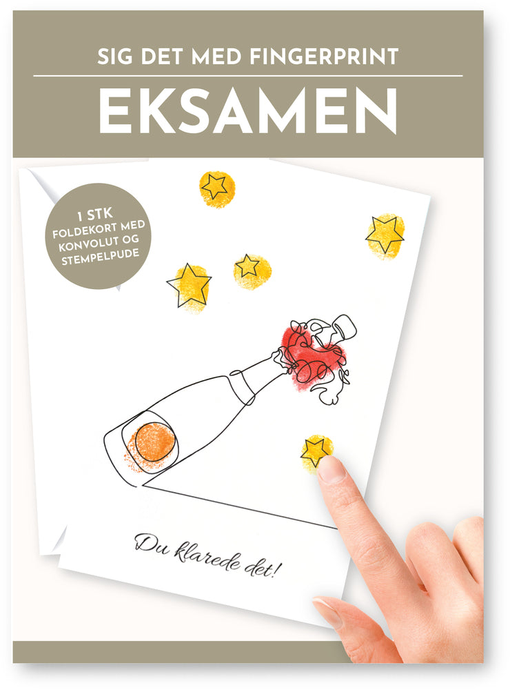 Fingerprint kort eksamen champagne m/konvolut og stempelpude