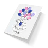 Fingerprint kort babyshower gyngehest m/konvolut og stempelpude