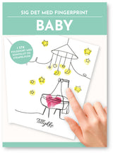 Fingerprint kort babyshower vugge m/konvolut og stempelpude