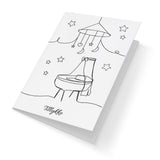 Fingerprint kort babyshower vugge m/konvolut og stempelpude
