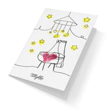 Fingerprint kort babyshower vugge m/konvolut og stempelpude