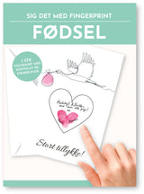 Fingerprint kort fødsel hjerte m/konvolut og stempelpude