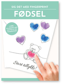 Fingerprint kort fødsel bamse m/konvolut og stempelpude